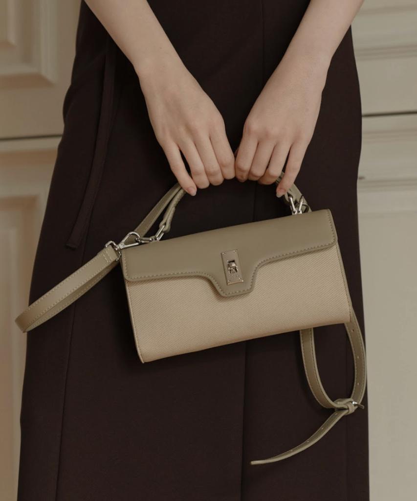 David Jones Le Mare 3-Way Petit Flap Baguette Leather Bag Olive Branch (Cm8370)