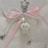 Fashionable Faux Pearls Bowtie Charm Stylish Bowknot Ribbon Keychain Bag Ornament Jewelry for Purses and Accessories