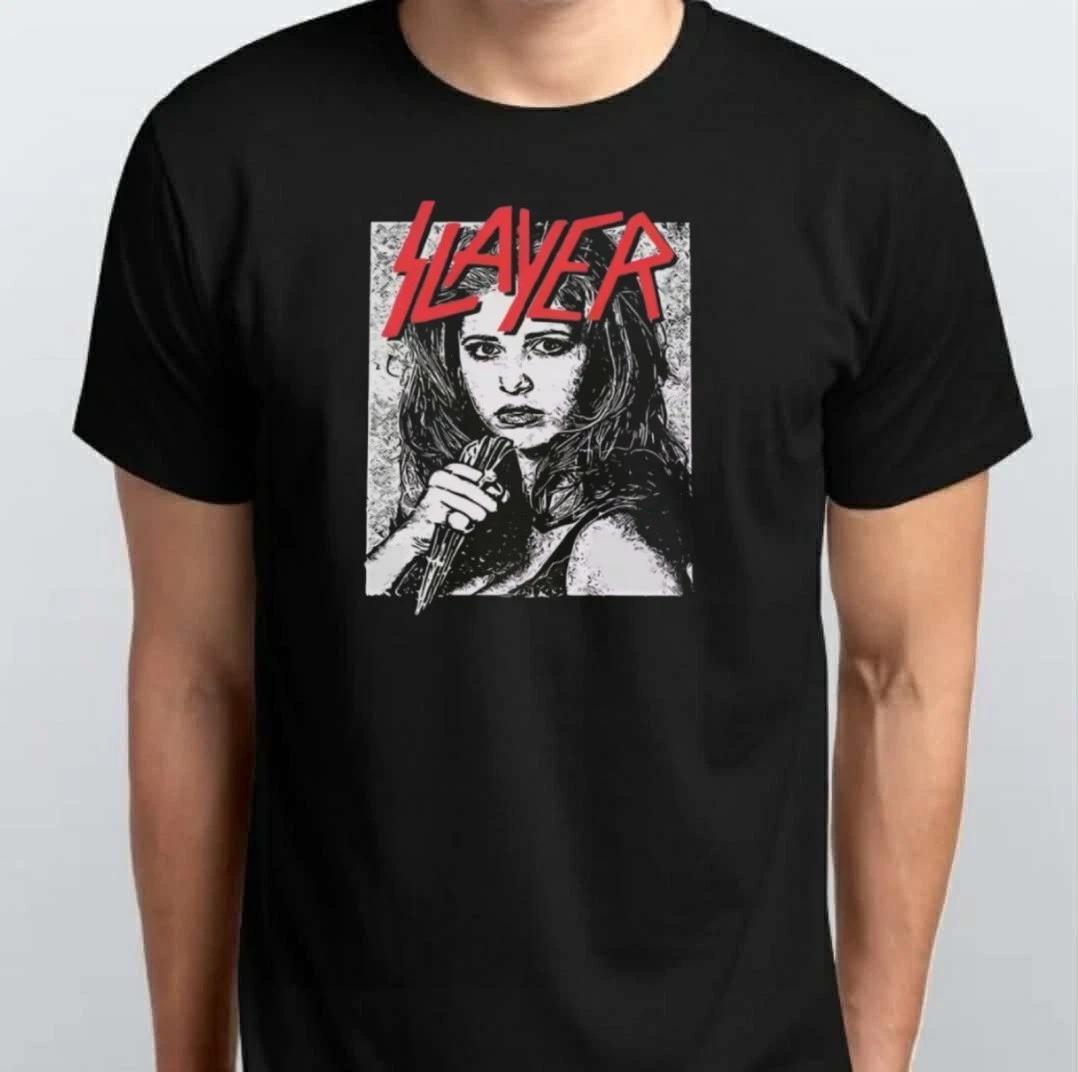 Buffy Vampire Metal Mashup Slayer Band Unisex 100% Cotton T-shirt Mens Tees Top S M L XL XXL 3 4 XL Black S