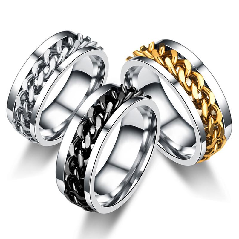 Anelli Catena Rotanti in Acciaio di Titanio per Donne Uomini Spinner Decompressione Anello Multifunzionale Apribottiglie Anello Gioiello
