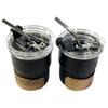304 stainless steel cup heat-resistant wooden cover straw, cup and cup lid