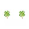 Fashionable Small Cats Eye Stone Clovers Earrings Trendy Exquisite Craftsmanship Ear Studs Accessories for Daily Wear