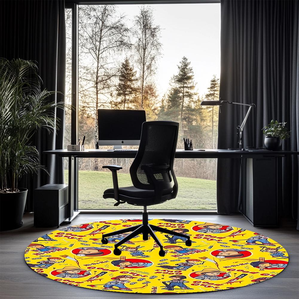 Chucky Printed Round Rug Carpet Chair Rug Area Rug Entryway Doormats,for Office Chair Living Room Bedroom Kitchen Room.