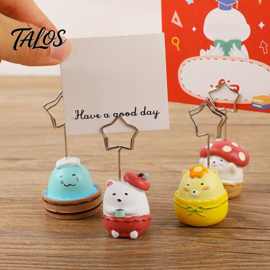Star-shaped Metal Display Stand Animal Shaped Resin Note Holder, Cute Desk Memo Photo Clip Stand, Blue Dumpling Figure Creative Office Desktop Decor,
