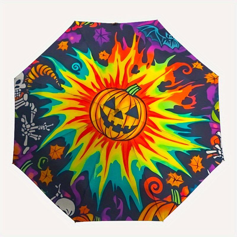 

1pc Halloween PumpkinAutomatic Open/close, All-Season Portable Folding Umbrella for Friends, Travel, Everyday, Events - Compact Parasol, Out