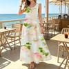 Sleeveless U Neck Maxi Dress,Women Colorful Brush Stroke Sundress,Abstract Oil Painting Texture Print,Summer Art Outfit