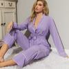 Women’s Sleeping Suits BRIGHT DEER Long Sleeves Robes Long Pants Set 2 Pieces Pajamas Home Clothing Sleep Lounge Wear