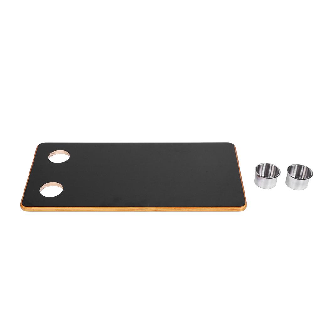 RV Table Top with 2 Stainless Steel Cup Holders 31.49x15.74in Black Sold Wood Desk Top for Trailer Motorhome Yacht Boat