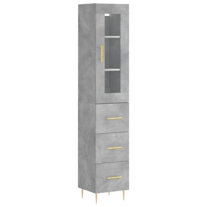 VidaXL Highboard Concrete Grey 34.5x34x180 Cm Engineered Wood 3199229