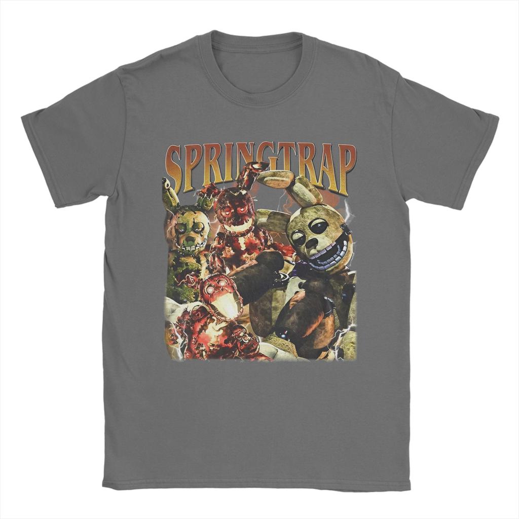 Springtrap Freddyed Bonnie Spel T-shirts Herr 100% Bomull Vintage T-shirt Rund Hals T-shirts Kortärmad Kläder Unik