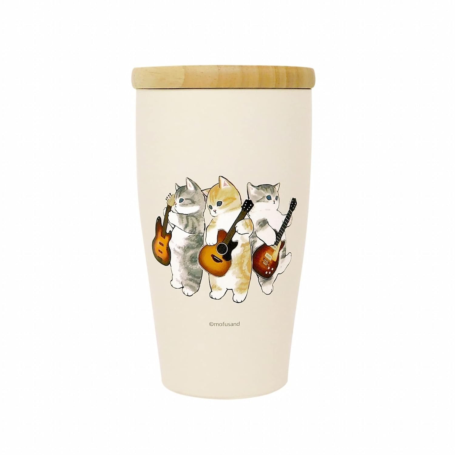 Toa Metal mofusand Wooden Lid Stainless Steel Tumbler 350ml Nyaa Singing You 53-2093 Beige