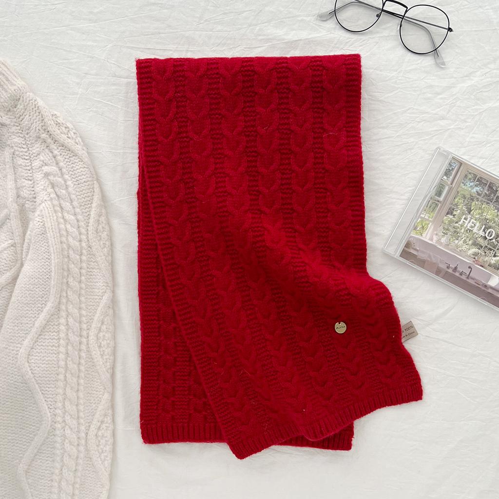 Wool Scarf Winter Solid Color Knitted Scarf Universal Warm Scarf Holiday Gift