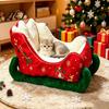 Holiday Pet Furniture Christmas Sleigh Shaped Bed, Cozy Cat Dog Sofa Anti?Slip Base Portable Bed Soft Cushion, Washable Sleeping for Small