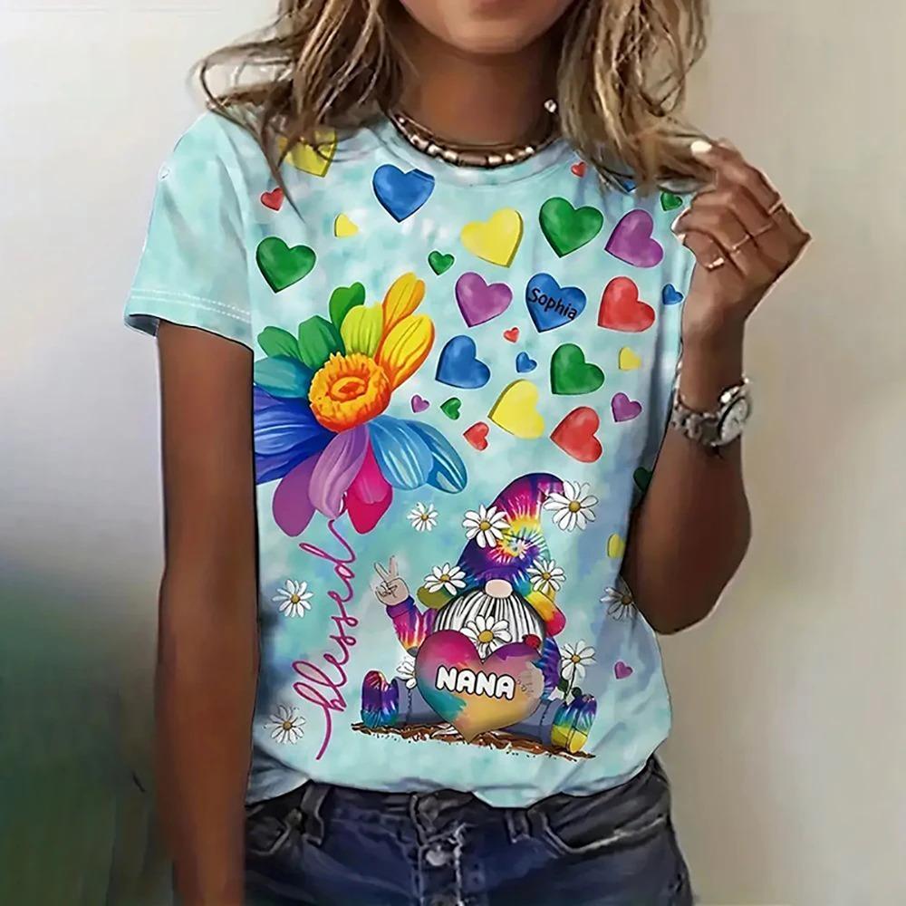 Plus Size Women's T-Shirts Christmas Snowman Print O-Neck Women's Fashion Tops Short Sleeves Sports T-Shirts Streetwear New