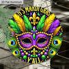 2D Flat 1pc Mardi Gras Aluminum Decoration Plaque, "It's Mardi Gras Y'all" Lettering Sign and Colorful Feather Mask Decor Sign, Carnival Porch