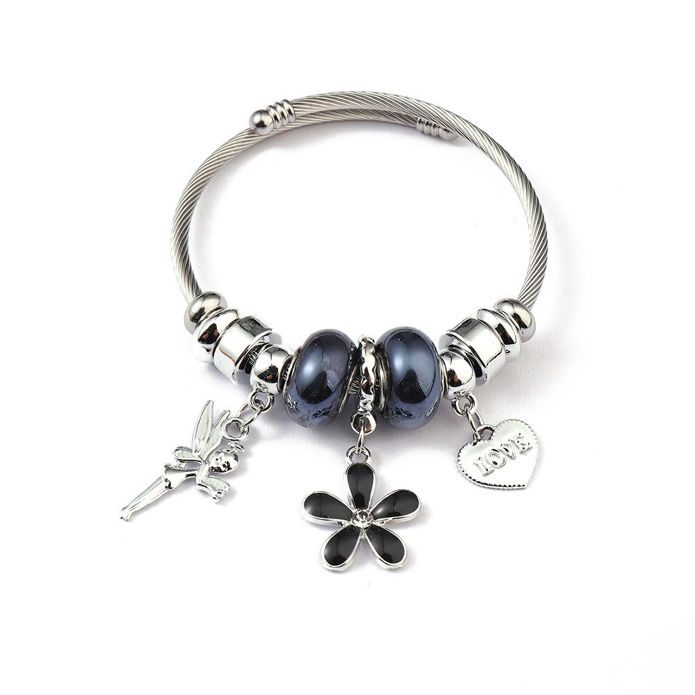 

Браслет из нержавеющей стали с цветочным узором Женские модные украшения Подарок