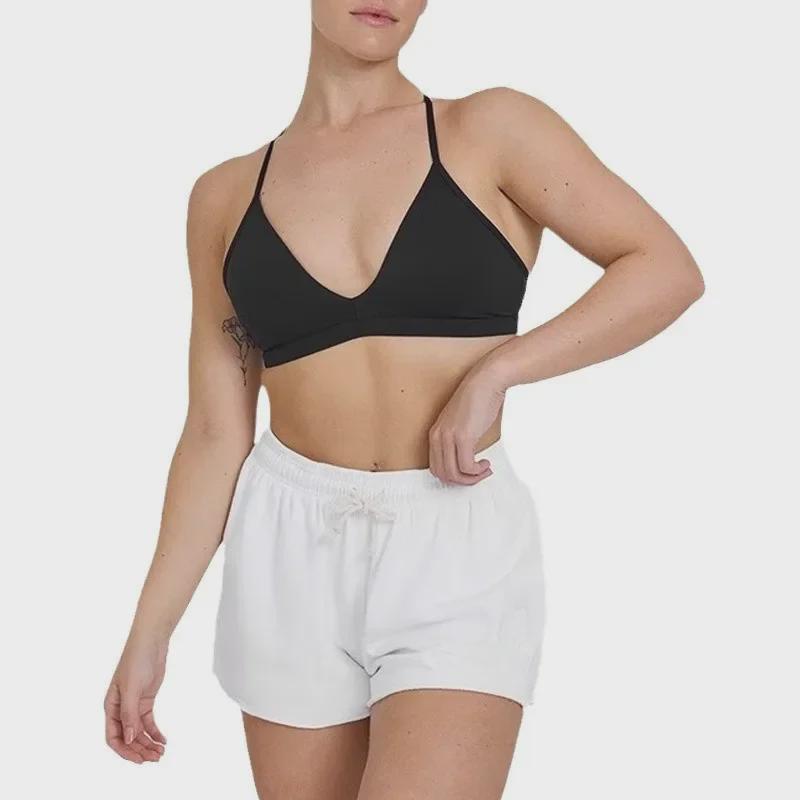 Damen Sexy Sport-BH mit tiefem Ausschnitt und Neckholder - Dünne Träger für Yoga, Laufen und Alltag