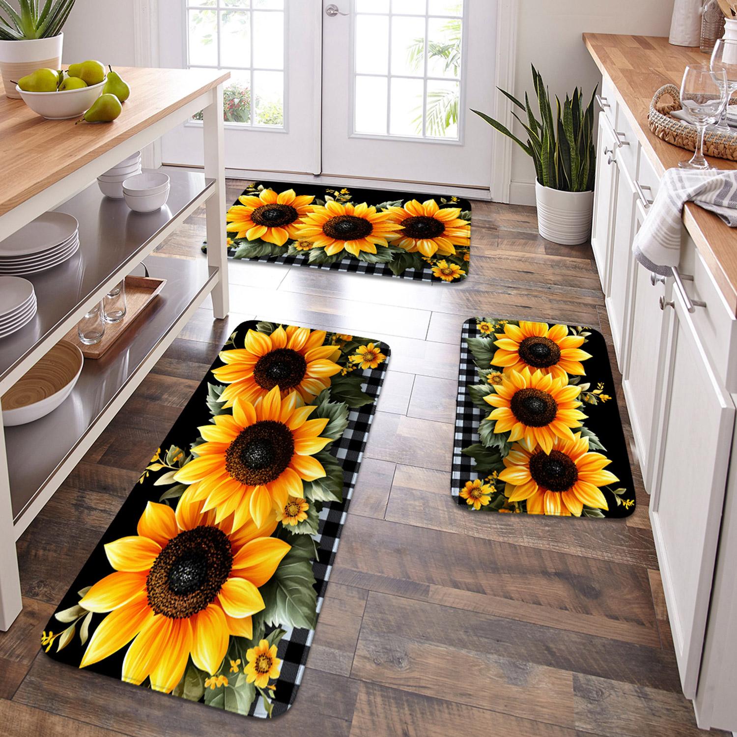 

1 super absorbent sunflower printed floor mat with non-slip rubber backing door mat, quick-drying soft carpet, very suitable for 40CMx60CM
