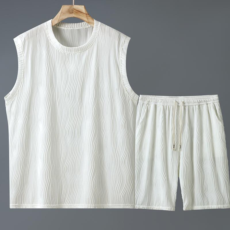 Übergröße 4XL-11XL Oversized Ärmelloses T-Shirt Sommer Herren 2-teiliges Set Mode Shorts Sets Vintage Kleidung