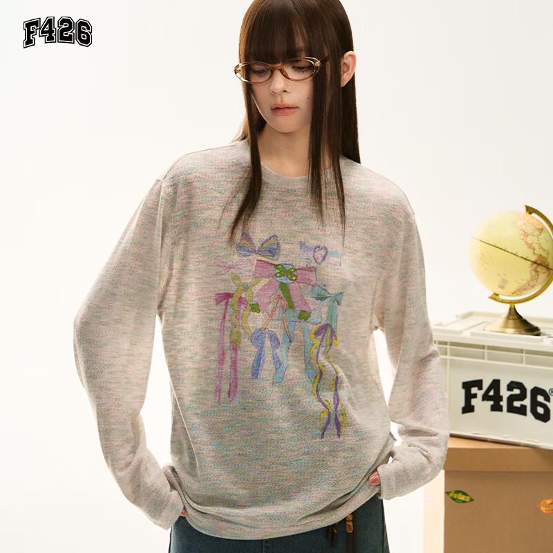 F426 Iridescent Bowknot Long Sleeve Top L