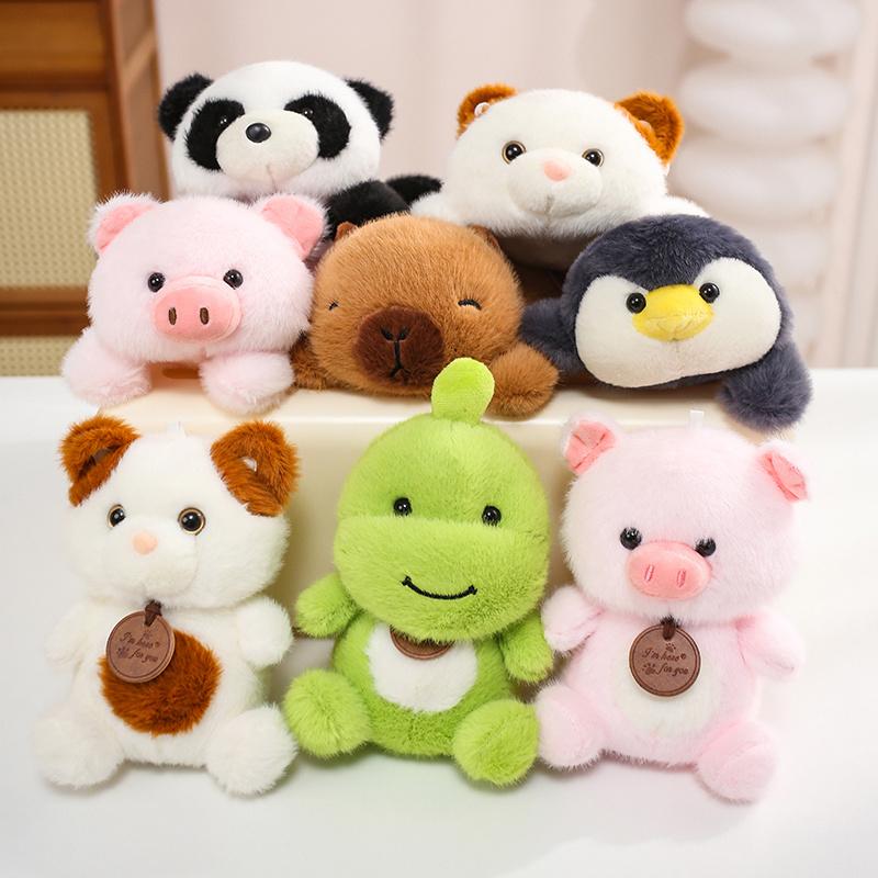 Plush Toy 9 Styles Animal Doll Set Panda Pig Elephant Cat Bear Cute Stuffed Soft Fluffy Wooden Tag Birthday Holiday Gift Decor