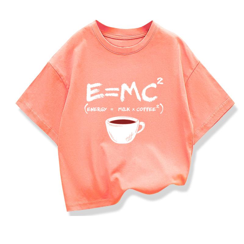 T-shirt d'été pour garçons Coton Décontracté Drôle Imprimé Énergie=Lait+Café Hommes Cool Lâche Col Rond Hauts Pour Bébés Enfants Manches Courtes T-shirts Hommes