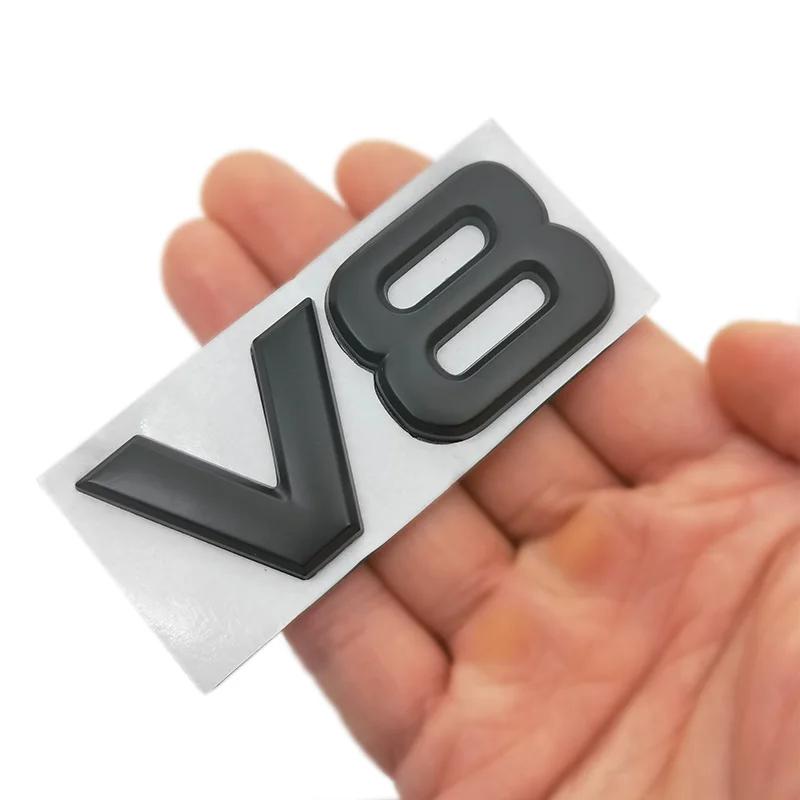 Auto Metal Alloy 3D V8 Logo Engine Displacement Trunk Rear Car Badge Decal Chrome V8 Side Wing Emblem Sticker Car Styling