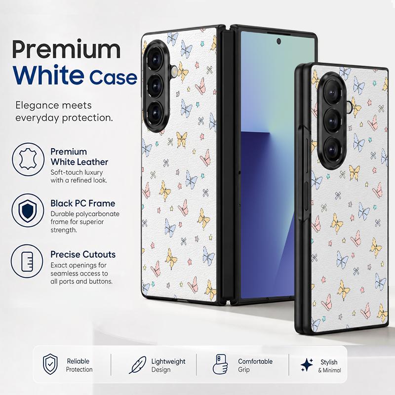 Luxury Butterfly Print Case For Samsung Galaxy Z Fold 8 Ultra 7 6 5 Fold8 Fold7 Fold6 Luxury Leather Skin Hard Folding Phone Cover