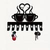 Antique Coffee Bean Heart Key Holder Wall Mount Metal Organizer with 8 Hooks for Home Decor Gift