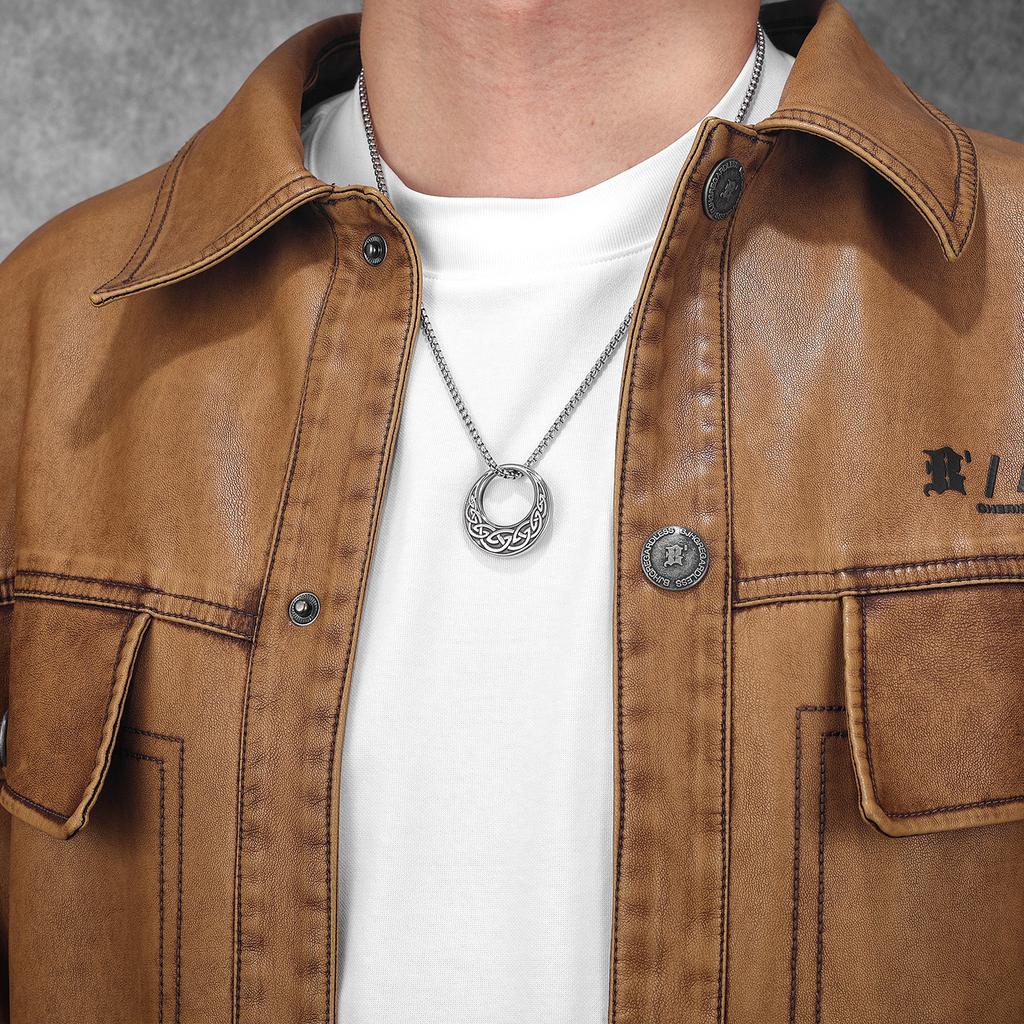 Viking Carving Pattern Men Necklaces Stainless Steel Pendant Chain Women Punk Fashion Jewelry New In Accessories Gifts