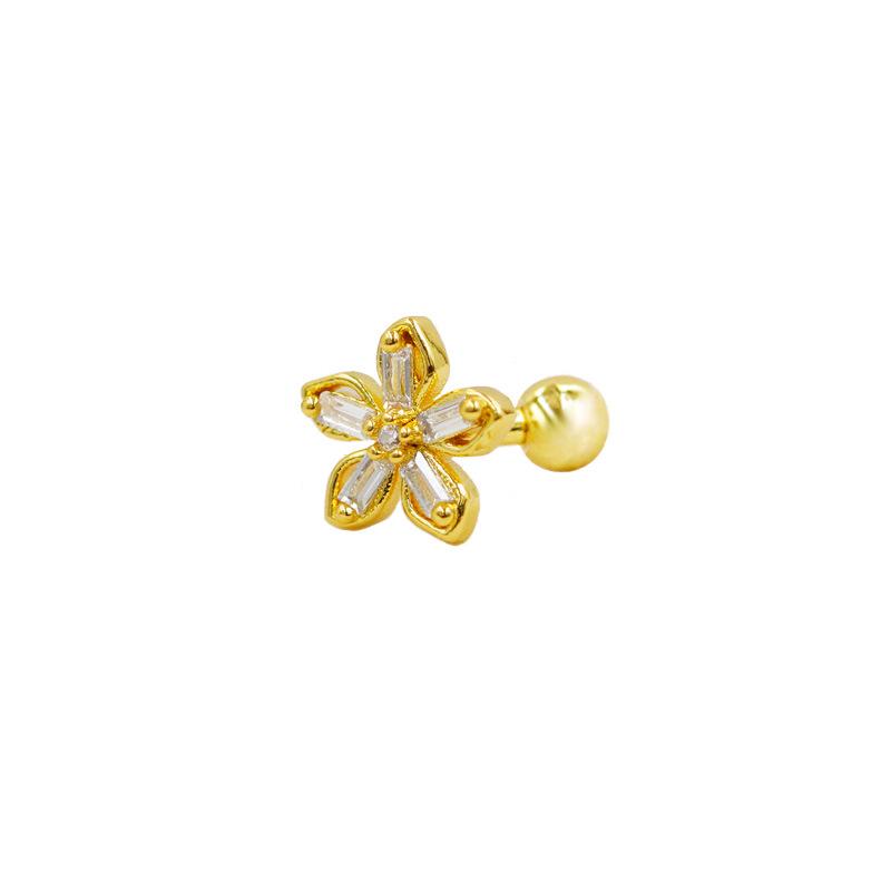 Four-Leaf Clover Snowflake Cartilage Stud Earrings