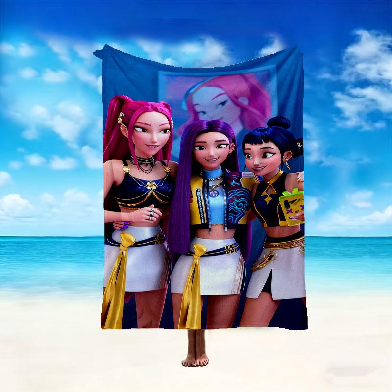 Kpop Demon Hunters Pattern Blanket, Cozy Blanket for All-Season Comfort on Sofas, Beds, Office, Car, Camping and Travel