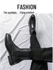 Korean Retro Black Leather High-Top Men's Mid-Calf Martin Boots for Spring & Autumn Fashion