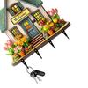 Hängendes Schild 'Feenhaus' aus Holz, Schlüsselhalter im Landhausstil Wanddeko mit 4 Haken, Vintage Blumen-Hängegestell für Eingangsbereich Flur Küche