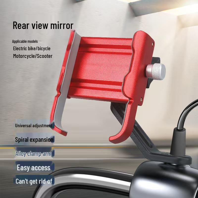 Aluminum Alloy Phone Holder for Bikes and Motorcycles - Shockproof, Anti-vibration, Ideal for Food Delivery Riders.