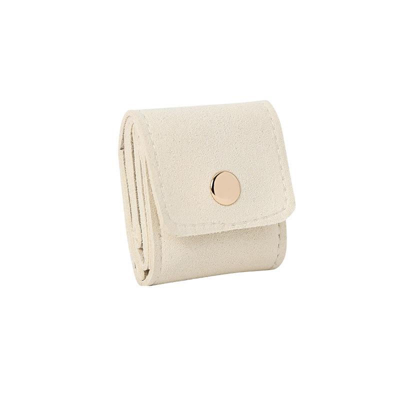 Premium Ring Storage Box Small Portable Travel Stud Earrings Jewelry Light Luxury Pu Jewelry Storage Flannel Bag