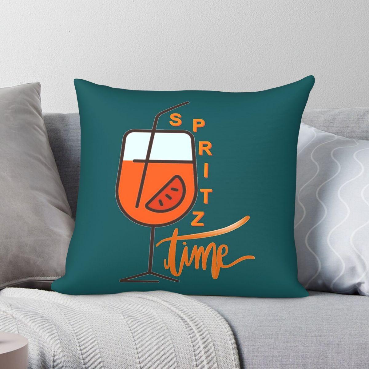 Exquisite Ornaments Unisex Spritz Cocktail Square Pillowcase Polyester Linen Velvet Pattern Zip Decorative Pillow Case Home Cushion Cover