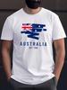 MenS Australia 1788 Graphic TShirt  Casual Black Crew Neck Tee With Flag Design Short Sleeve Summer Shirt For Adults