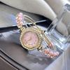 Diamond-Encrusted Case Pull-Open Bracelet Watch Adjustable Strap Chain Watch  Women Girls