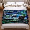 Dinosaur Theme Soft Blanket Personalized Custom Name Text Print Warm Blanket Home Sofa Bedroom Decor