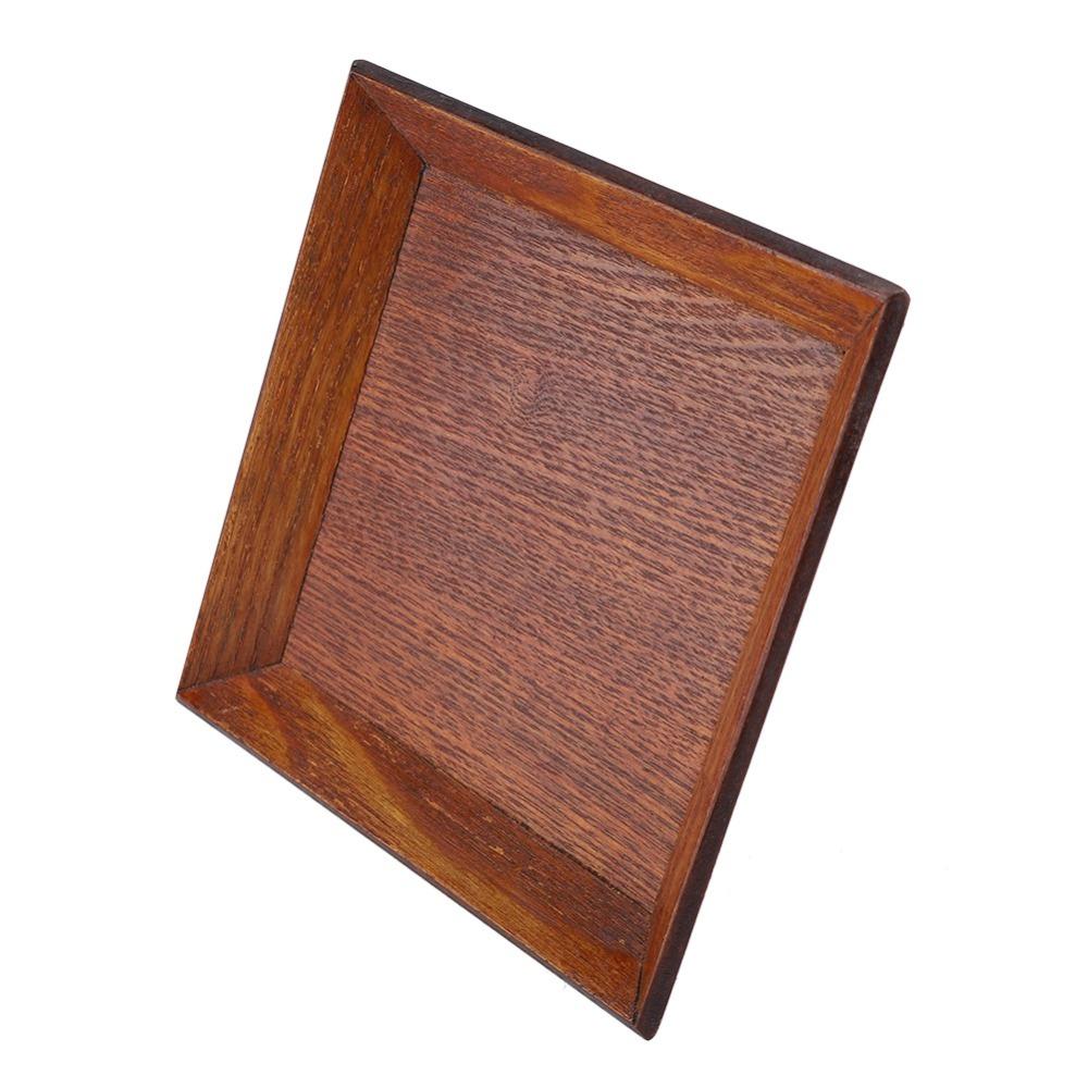 Solid Wood Snack Plate Regular Square Pastry Tray Stackable Serving Saucer Food Serving