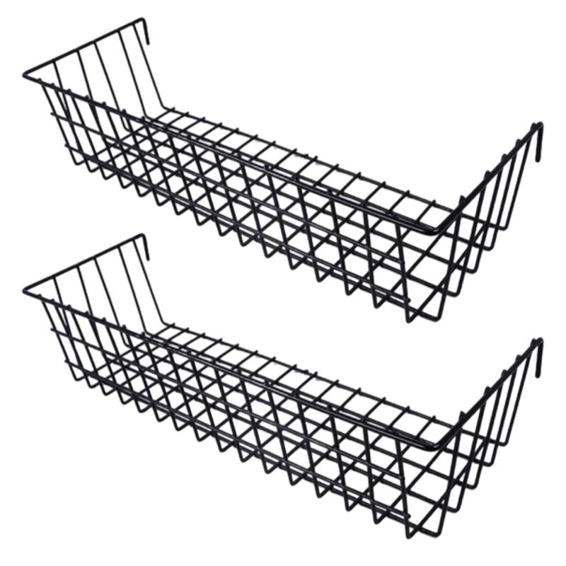Modern Iron Hanging Basket Shelf With White Grid Design For Efficient Wall Storage Organizers In Homes Bathroom Kitchen