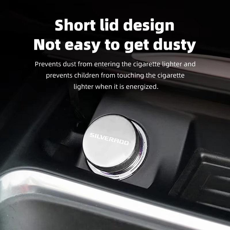 Alloy Universal Car Cigarette Lighter Cover Logo Button Cap For Chevrolet Siverado Logo Anti Dust Decorative Interior Accessorry