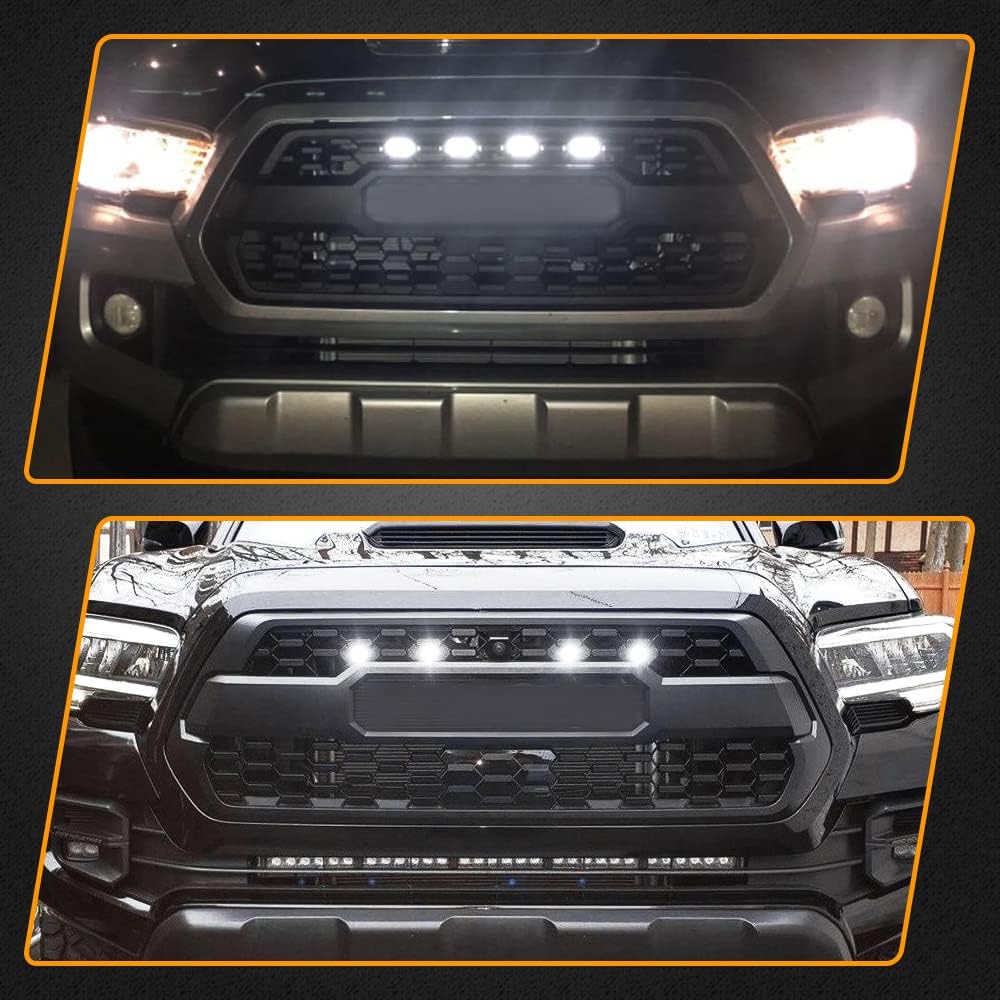 AUXLIGHT Car Accessories, 4PCS LED Front Grille Raptor Lights With Fuse & Wiring Harness, Compatible With 2016 2017 2018 Toyotaa Tacoma TRD Pro