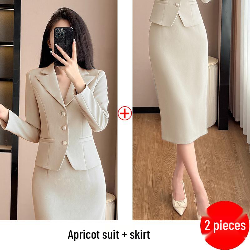 Women's Short Suit Jacket and Skirt Set - Professional Office Wear for Spring/Autumn 2025