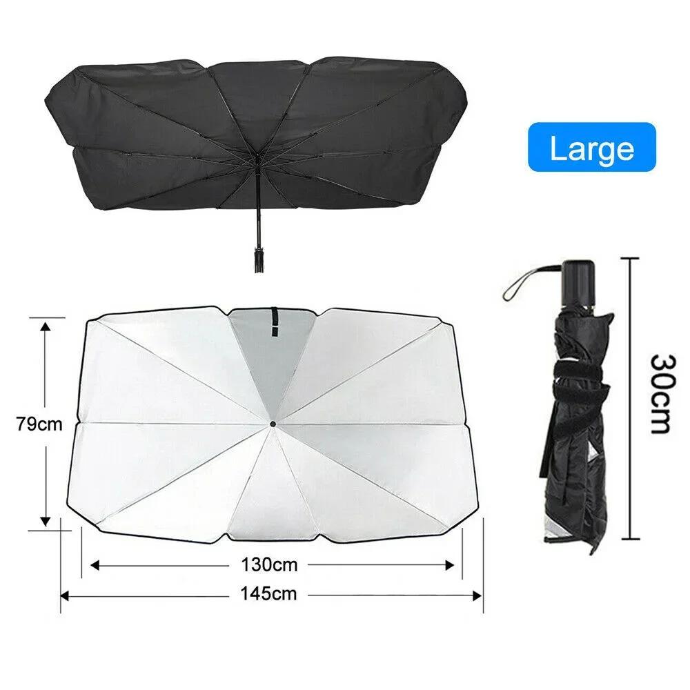 Car Windshield Sun Shade - Silver Foldable UV-Resistant Adhesive Sun Visor for Interior Sun Protection (Auto Accessory)