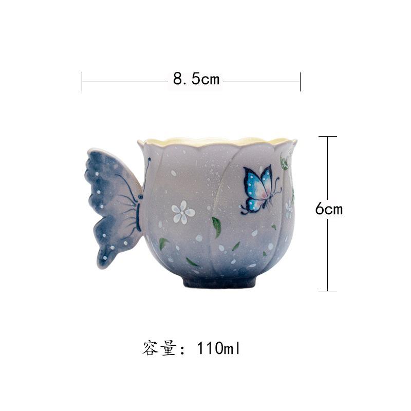 

110ml Hand-painted Hydrangea Teacup Retro Tea Bowl Tea Pair Tea-tasting Smelling Cup Jianzhan Master Cups Drinkware Supplies As Your Choose