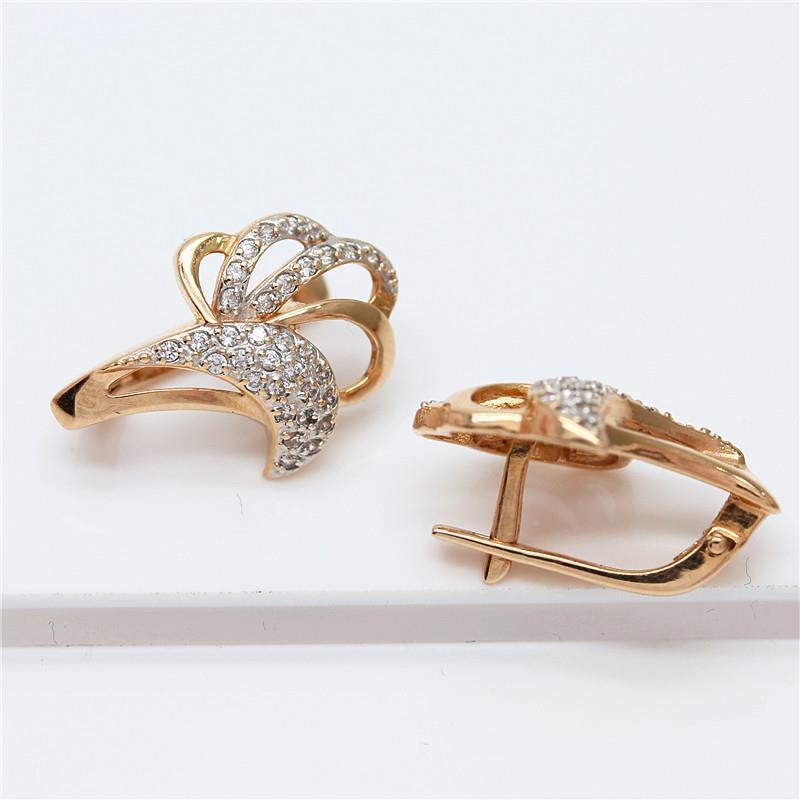 Exquisite Russian Purple Gold Imported Craft Inlaid Zircon Earrings Rose Gold Plated Exquisite Versatile Color Gold Earrings