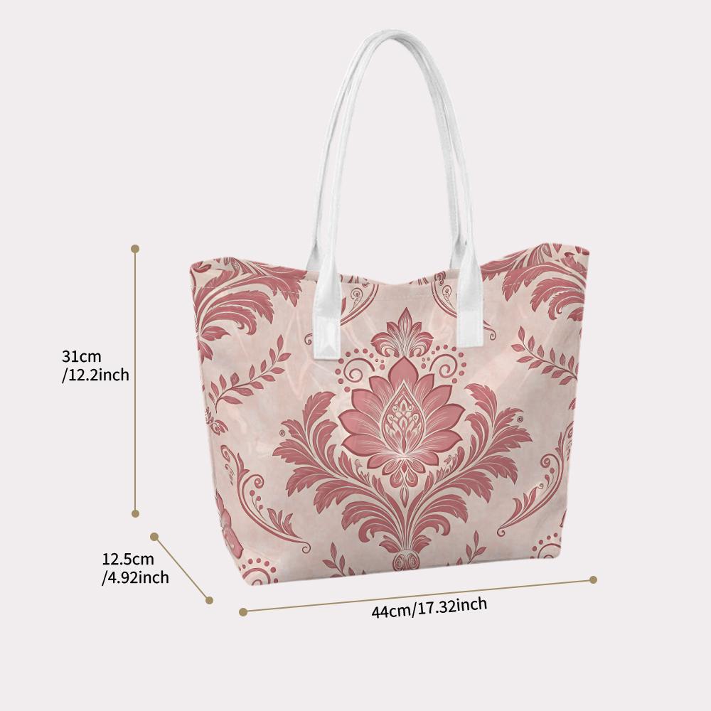 Elegant Damask Pattern Tote Bag Large Capacity Daily Shoulder Bag for Women Stylish Handbag for Shopping Travel Commute