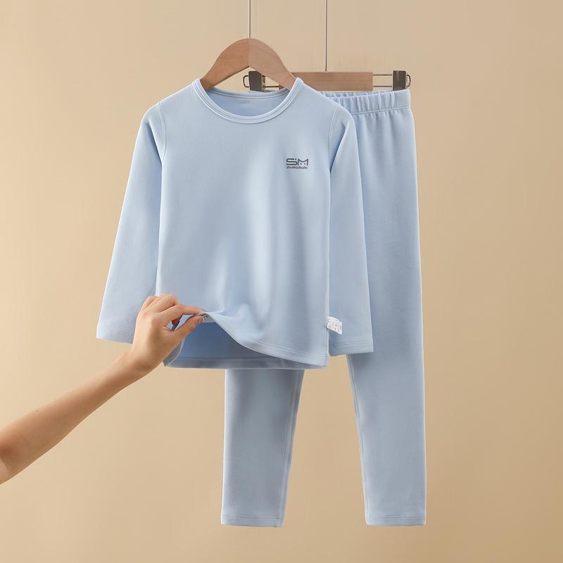 Children's Fleece-Lined Thermal Underwear Set: Warm, Boneless Base Layer for Boys and Girls - Autumn/Winter Pajamas